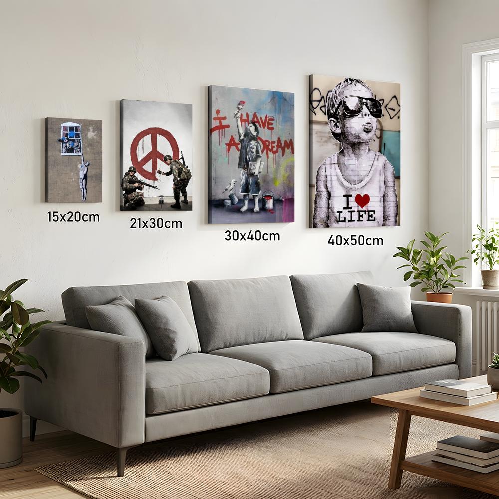 ผลงานศิลปะกราฟฟิตี้ของบี-แบงค์ - Home Decor Mirror บทวิจารณ์และราคา