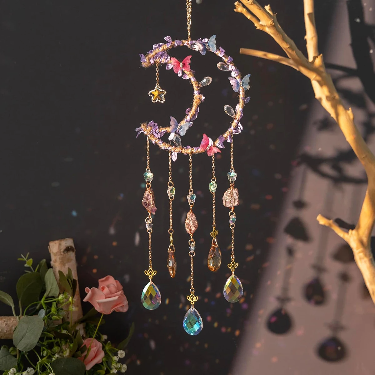 คริสตัลตกแต่งผนังรูปพระอาทิตย์ - Boho Wind Chimes บทวิจารณ์และราคา