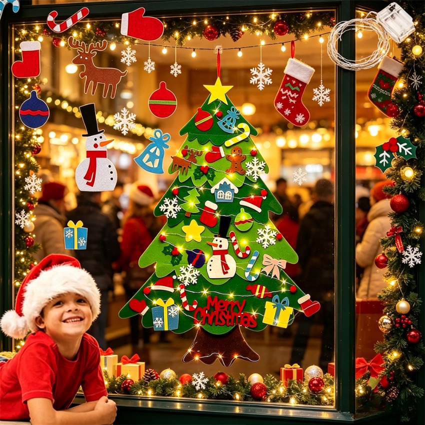 ต้นคริสต์มาสทำเองจากผ้าสักหลาด - Home Decor Xmas Tree บทวิจารณ์และราคา